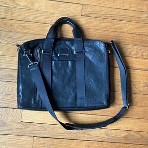 Tumi leather laptop messenger bag